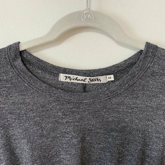 Michael Stars Short Sleeve Gray Knotted Front Round Neck T-shirt Oversized XS - Picture 7 of 9